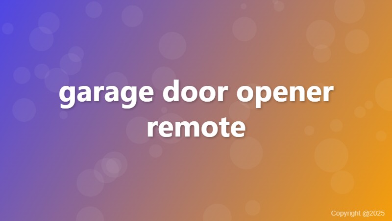 garage door opener remote